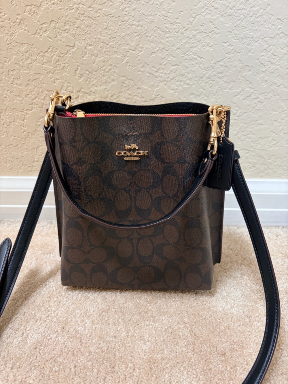 Coach Dark Brown Signature Crossbody with Gold Hardware - Picture 3 of 4